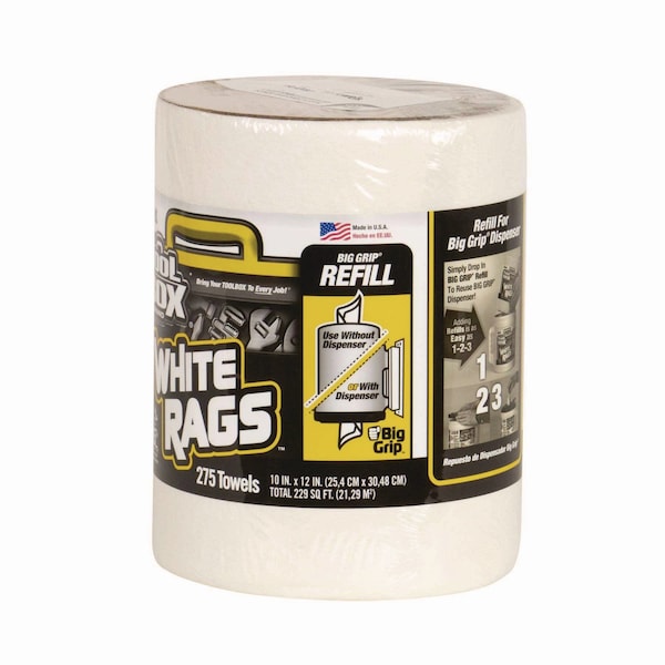 Toolbox Z300 Wipers Big Grip Refill, 1-Ply, 10 x 12, White, 6PK - 660708204218