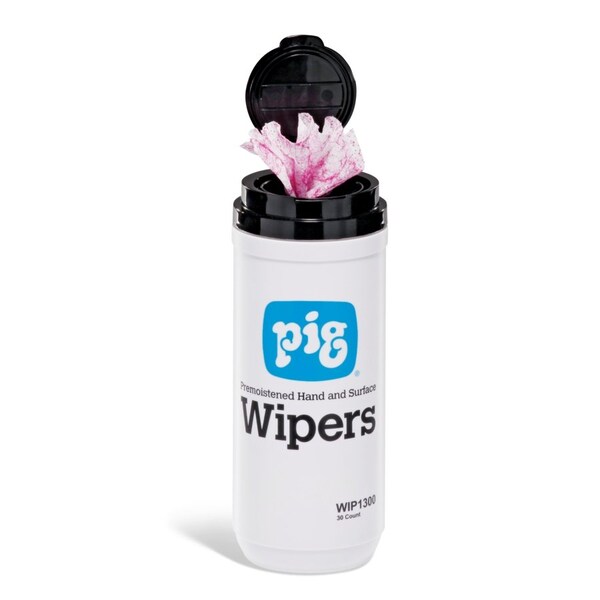 Pig PIG Premoistened Hand and Surface Wiper 180 wipers/case, 30 wipers/disp, 6 disp/case 12" L x 10" W - WIP1300