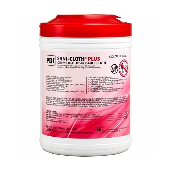 Pdi Hc Cleaning Wipes, Germicidal, Large, 6inx6-3/4in, 160 Wipes - PDIQ89072