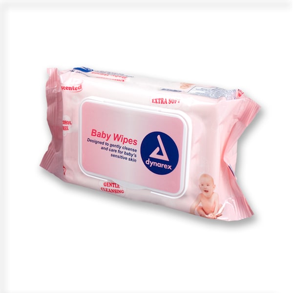 Dynarex Baby Wipes unscented with Plastic Lid - 7" x 8" - 1329