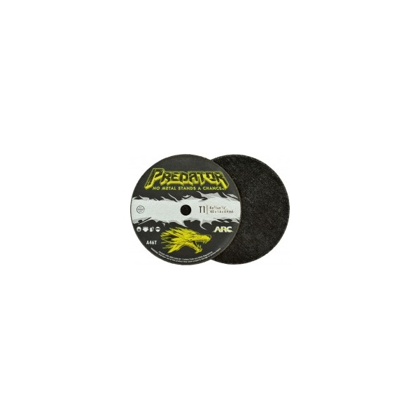 Rueda de corte recubierta recta de alto rendimiento de Arc Abrasives 4" x 1/16" x 3/8" T1, A46T - 904163803W