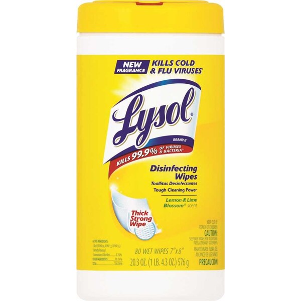 Lysol SURFACE SANITIZING WIPES, CITRUS SCENT, 80 WIPES PER CANISTER - 77182/58347182