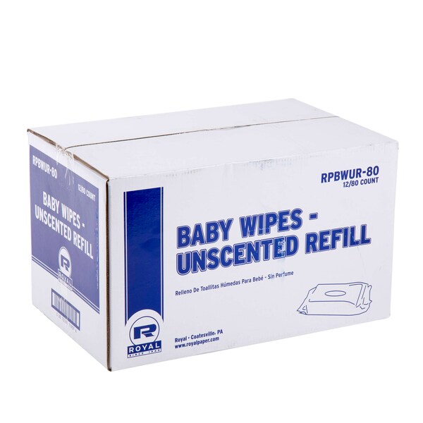 Amercareroyal Royal Unscented Refill Baby Wipe 80 Wipes, PK12 - RPBWUR-80