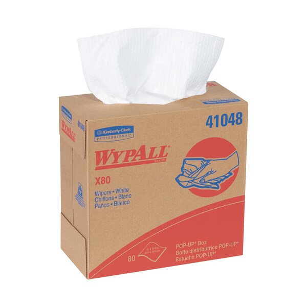 Wypall WypALL X80 Heavy-Duty Wipers Dispenser Box, 9.1" x 16.8", White, 80/Box, 5 Boxes/Case - KW123