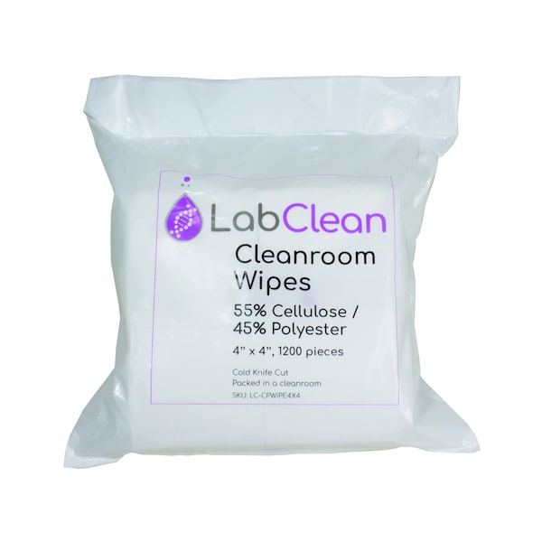 Labclean Cleanroom Wipes, 100 percent pol, 4, PK10 - CPWIPE4X4