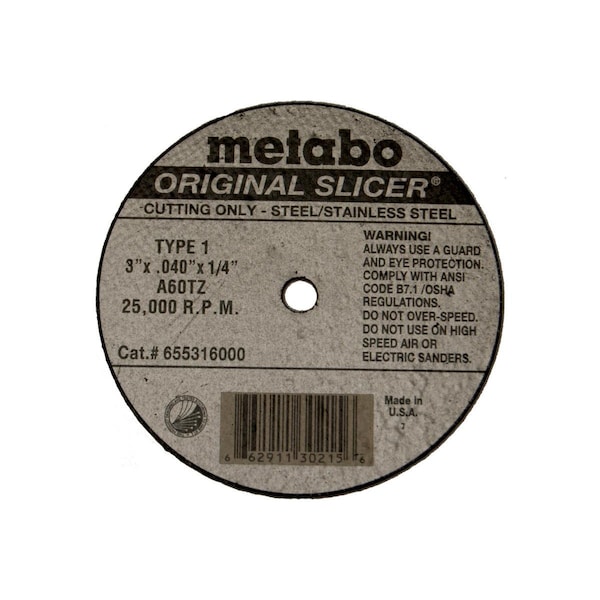 Rueda de corte Metabo 4" x 1/16" x 5/8" - Original Slicer A60TZ - 655330000