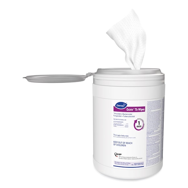 Diversey Oxivir TB Disinfectant Wipes, 6 x 6.9, White, 160/Canister, PK4 - 101105152