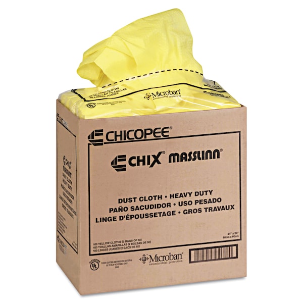 Chix Masslinn Dust Cloths, 1-Ply, 24 x 24, Unscented, Yellow, PK150 - 8673