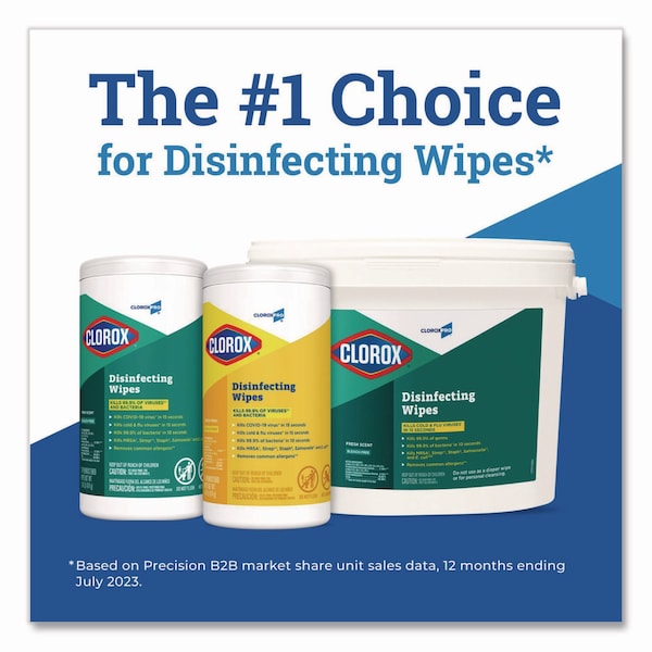 Clorox Disinfecting Wipes, 7 x 8, Lemon Fresh, 75/Canister, 6PK - 15948