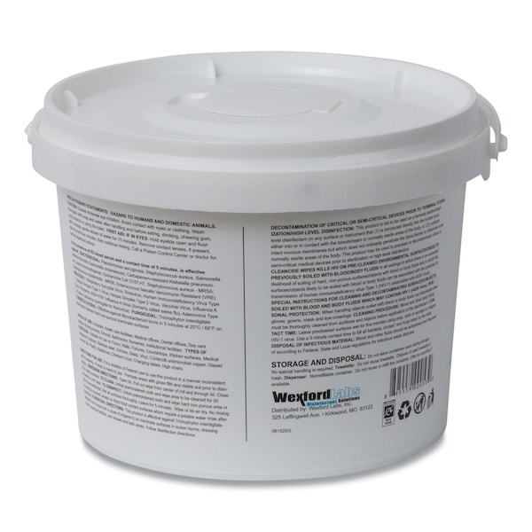 Wexford Labs CleanCide Disinfecting Wipes, 1-Ply, 8 x 5.5, Fresh Scent, White, 400 Wipes, PK4 - 3130B400DCT