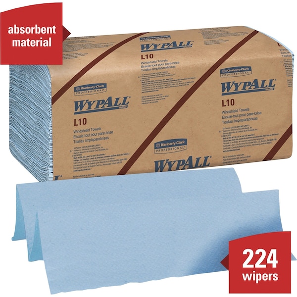 Kimberly-Clark Professional WypAll GeneralClean L10 Light Cleaning Towels (05123), Banded Dairy Wiper, Limited Use Towels, Blue - 05123