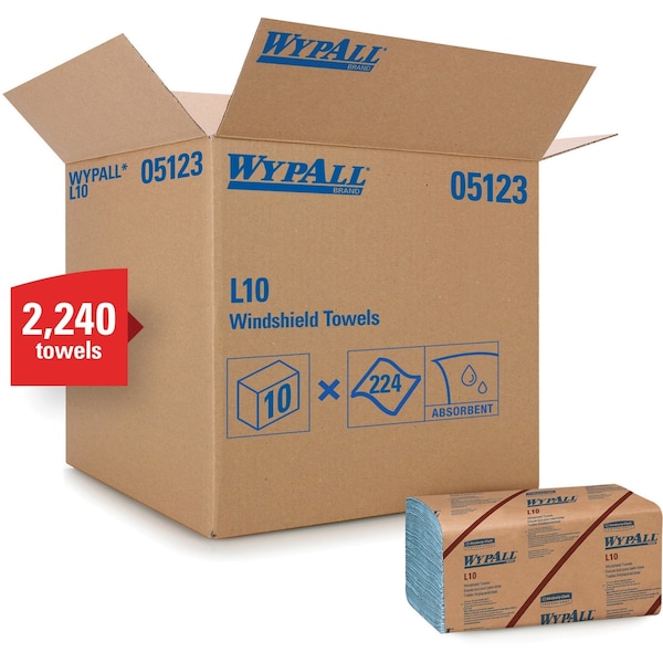 Kimberly-Clark Professional WypAll GeneralClean L10 Light Cleaning Towels (05123), Banded Dairy Wiper, Limited Use Towels, Blue - 05123