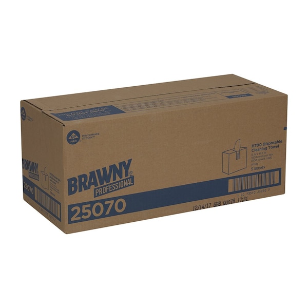 Georgia-Pacific Dry Wipe, Brawny Pro H700, Dispenser Box, Heavy Absorb, 9 in x 16 1/2 in, 100 Sheets, White, 5 Pk - 25070