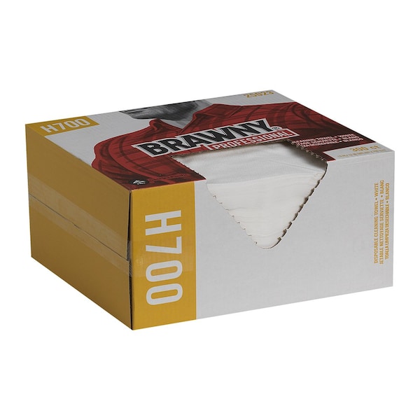 Georgia-Pacific Dry Wipe, Brawny Pro H700, Flat Box, Heavy Absorbency, 13 in x 15 in, 300 Sheets, White - 25023