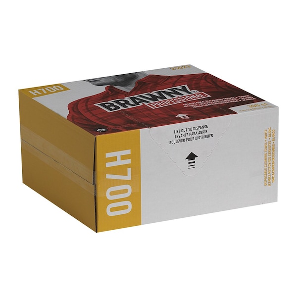 Georgia-Pacific Dry Wipe, Brawny Pro H700, Flat Box, Heavy Absorbency, 13 in x 15 in, 300 Sheets, White - 25023