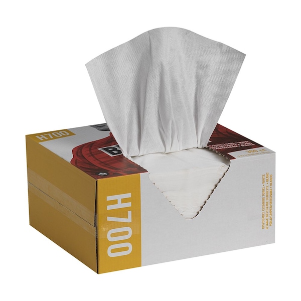 Georgia-Pacific Dry Wipe, Brawny Pro H700, Flat Box, Heavy Absorbency, 13 in x 15 in, 300 Sheets, White - 25023