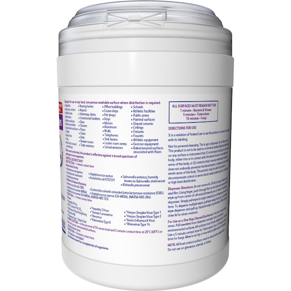 Diversey Disinfecting Wipes, 6 x 7", 12 Pack, 160 Wipes/ Pack - 4599516