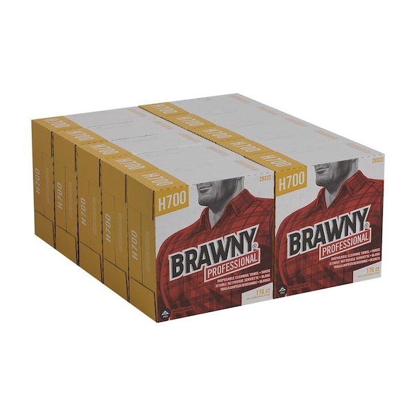 Georgia-Pacific Dry Wipe, Brawny Pro Dispenser Box, Hydro-entangled HEF, 9 in x 12 1/2 in, White, 176 Sheets, 10 Pk - 29322