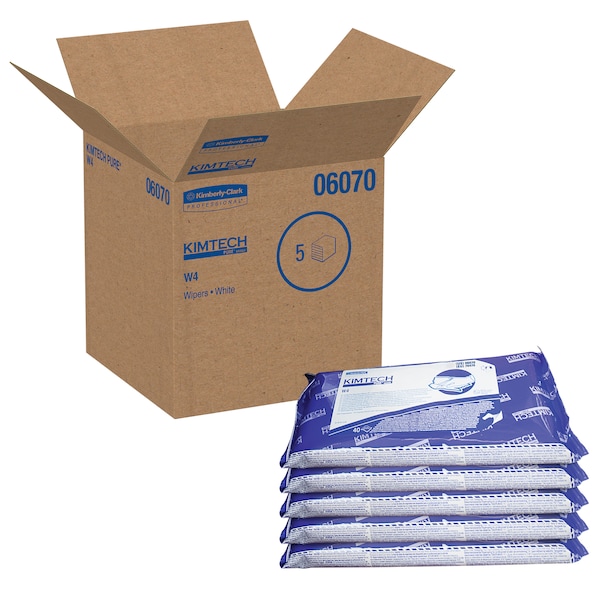 Kimberly-Clark Professional W4 PreSat Alcohol Wipers, 70% IPA, Anti-Stat Resealable Pouch, 11" x 9", White, 1 Pack of 40 Wipes - 06070
