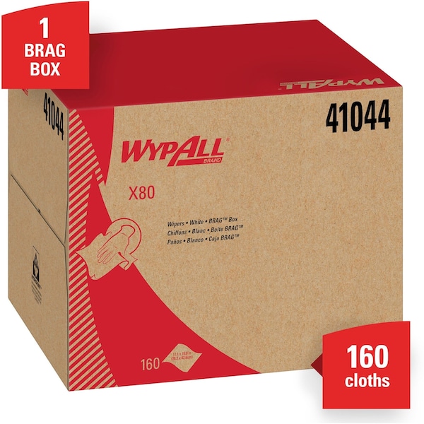 Wypall X80 Cloths, HYDROKNIT, BRAG Box, White, 12 1/2 x 16 4/5, PK160 - KCC 41044