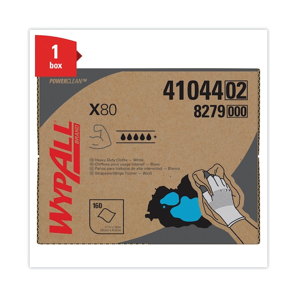 Wypall X80 Cloths, HYDROKNIT, BRAG Box, White, 12 1/2 x 16 4/5, PK160 - KCC 41044