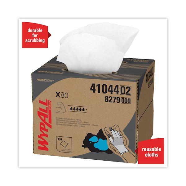 Wypall X80 Cloths, HYDROKNIT, BRAG Box, White, 12 1/2 x 16 4/5, PK160 - KCC 41044