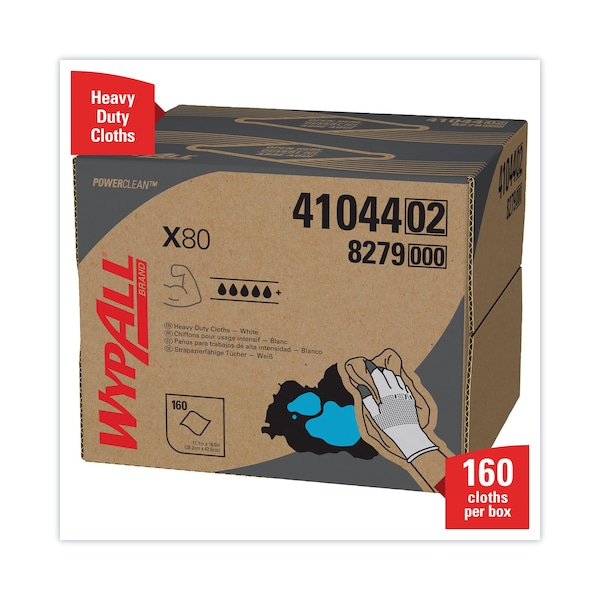 Wypall X80 Cloths, HYDROKNIT, BRAG Box, White, 12 1/2 x 16 4/5, PK160 - KCC 41044