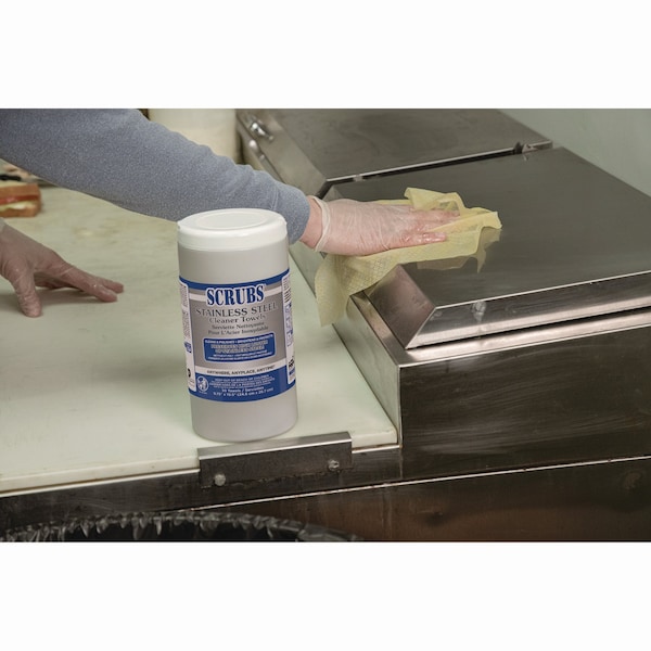 Scrubs Stainless Steel Cleaner Towels, 9 3/4 x 10 1/2, 30/Canister - 91930