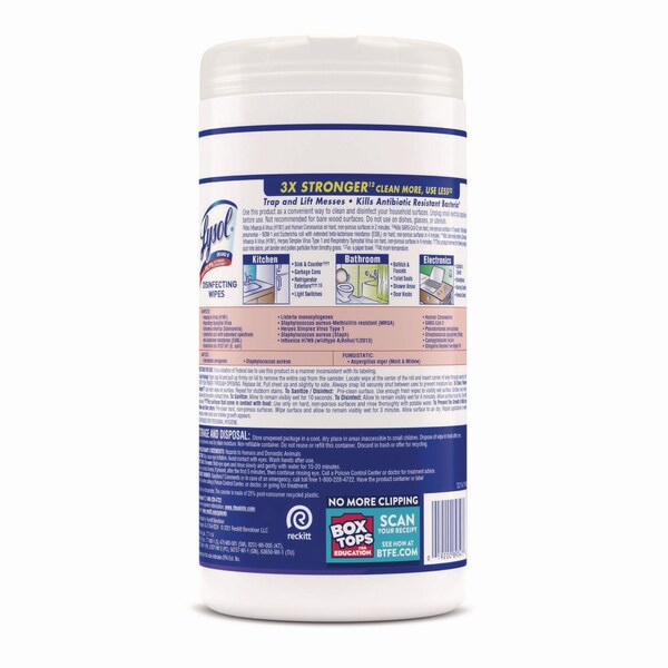 Lysol Disinfecting Wipes, 1-Ply, 7 x 7.25, Early Morning Breeze, White, 80 Wipes/Canister, PK6 - 19200-89347