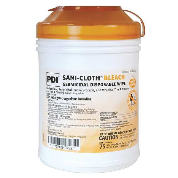 Pdi Disinfecting Wipes, 6 x 10-1/2", 75 Pack, 75 Wipes - PSBW077072