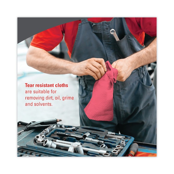 Wypall X80 Cloths with HYDROKNIT, 9.1 x 16.8, Red, Pop-Up Box, PK400 - 412-05930