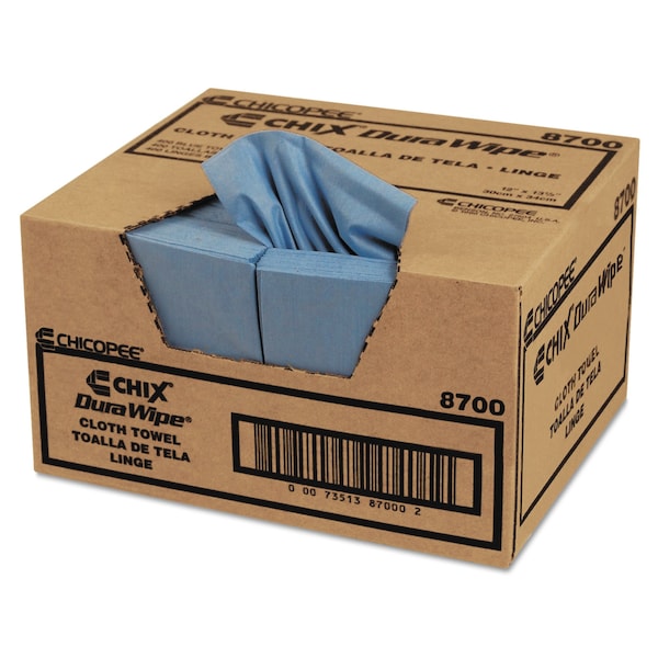 Chix DuraWipe General Purpose Towels, 12" x 13 1/2", Blue, Smooth, PK400 - 8700