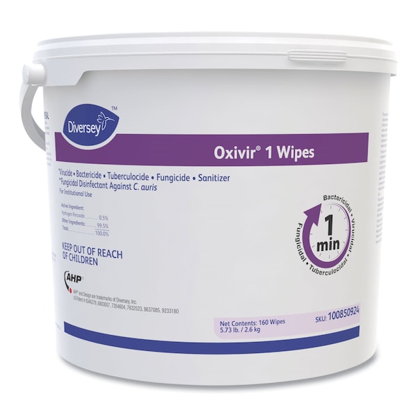 Diversey Oxivir 1 Wipes, 11" x 12", 160/Canister, PK4 - 100850924