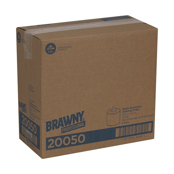 Georgia-Pacific Dry Wipe Roll, Center Pull, Double Recreped DRC, 7 3/4 x 13 1/4 in, 260 Sheets, White, 4 Pack - 20050