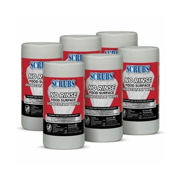 Itw Professional WIPES, DSNFCT, FOOD, NO RINSE, 6PK - ITW97080CT