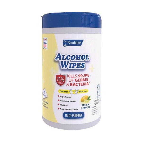 Pac Sales Group Wipes, f/Hands/Surfaces, Alcohol, Lemon, WE - PGTPSW11Z801