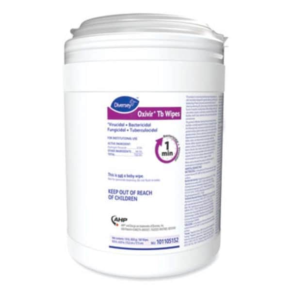 Eat-In 6 x 6.9 Oxivir TB Disinfectant Wipes, White - 160 Per Canister - EA3752245