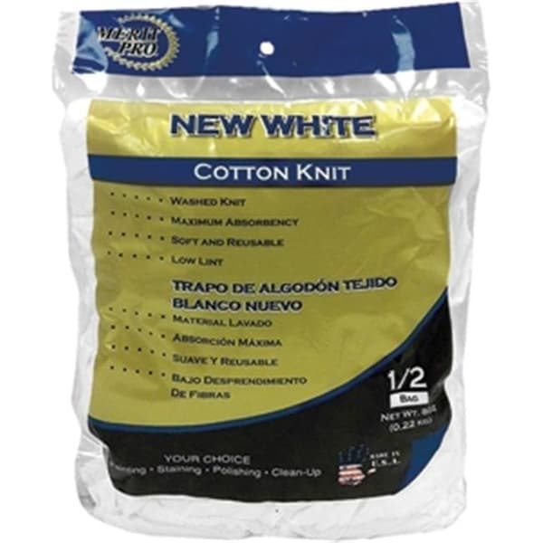 Merit Pro Merit Pro 99774 8 oz. New White Bag Of Rags - 19736997744