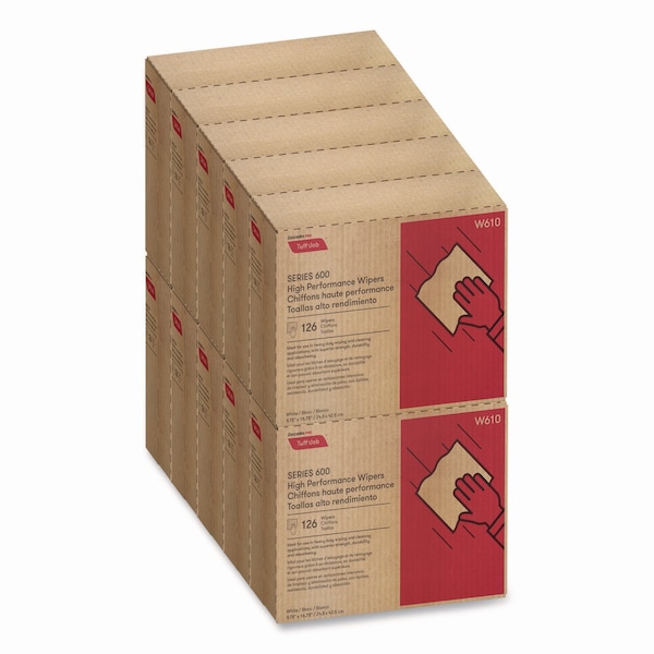 Cascades Pro Tuff-Job S600 High Performance Wipers, 9 3/4 x 16 3/4, 126 Wipers, 10PK - W610