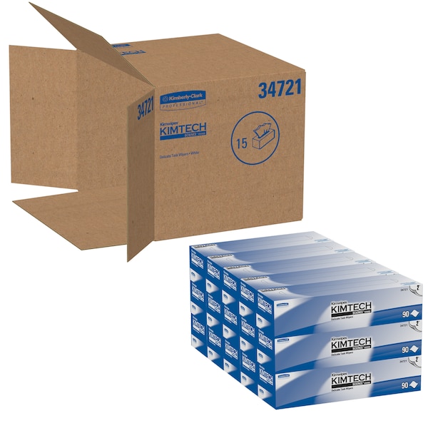 Kimberly-Clark Professional Kimwipes Delicate Task Wipes (34721), Pop-Up Box, 2 Ply, White (92 Sheets/Box, 15 Boxes) - 34721