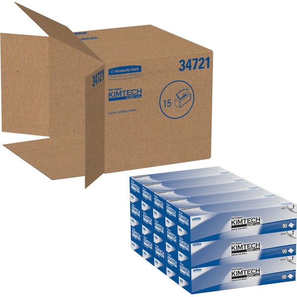 Kimberly-Clark Professional Kimwipes Delicate Task Wipes (34721), Pop-Up Box, 2 Ply, White (92 Sheets/Box, 15 Boxes) - 34721