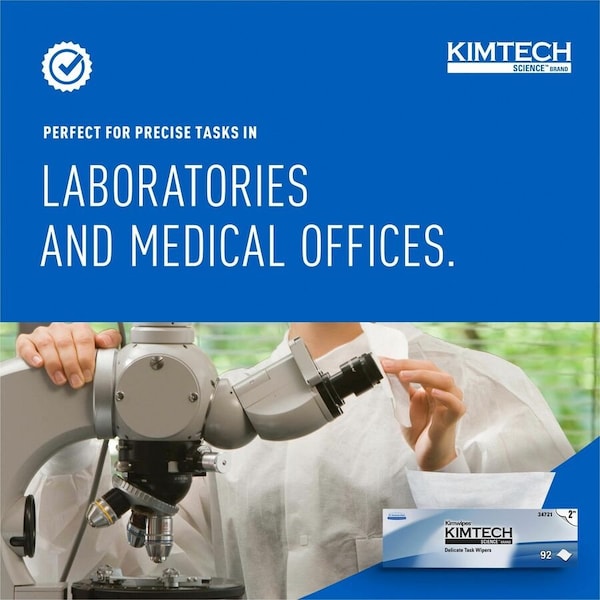 Kimberly-Clark Professional Kimwipes Delicate Task Wipes (34721), Pop-Up Box, 2 Ply, White (92 Sheets/Box, 15 Boxes) - 34721