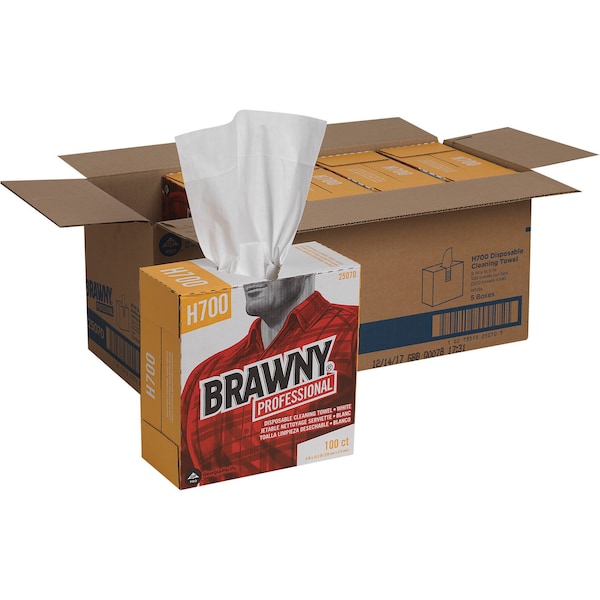 Brawny Heavy-duty Shop Towels, 9-1/10"x16-1/2", White, PK 5 - GPC25070CT
