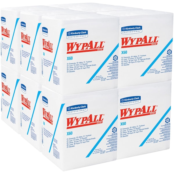 Kimberly-Clark Professional WypAll GeneralClean X60 Multi-Task Cleaning Cloths (34865), Quarterfold, Strong & Absorbent, White - 34865