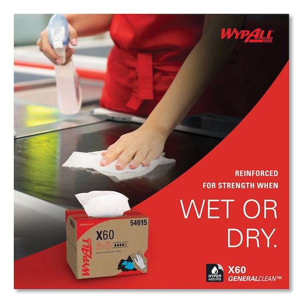 Wypall X60 Cloths, 16.8" x 12 1/2", PK252 - 54015