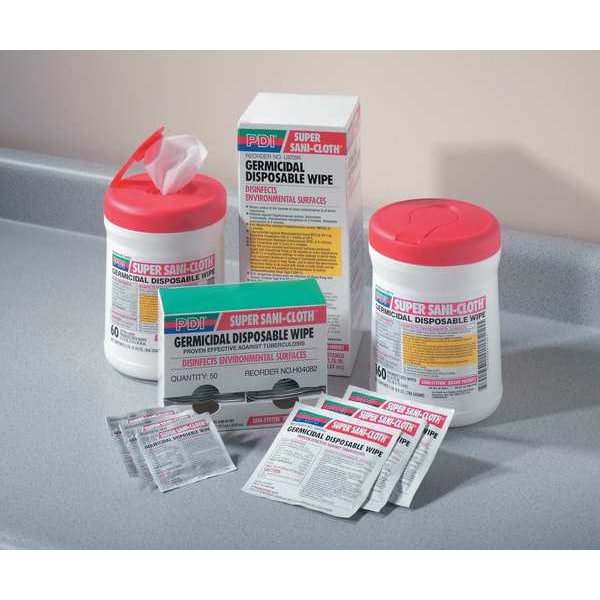 Pdi Germicidal Disinfecting Wipes, 5 x 8", 50 Wipes - H04082