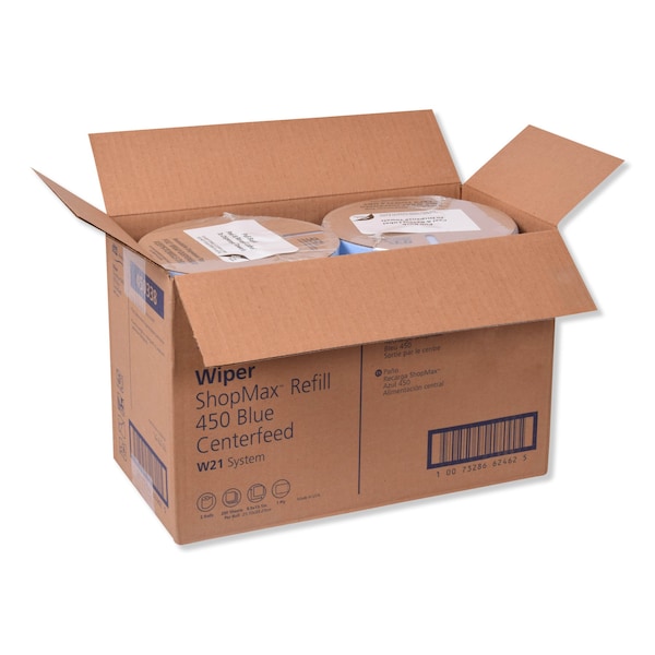 Tork Tork ShopMax Heavy Duty Centerfeed Paper Towel Blue W22, High Absorbency, 450 Sheets, 450338 - 450338