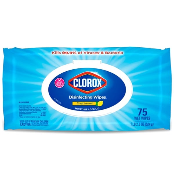 Clorox Disinfecting Wipes, Crisp Lemon, 75 ct, PK6 - 31404