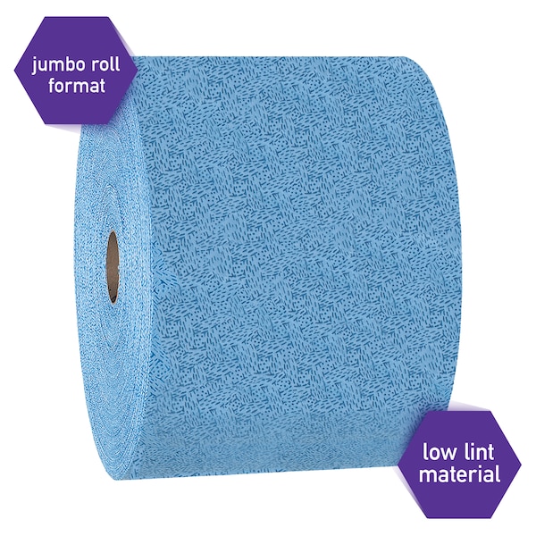 Kimberly-Clark Professional WypAll Oil, Grease & Ink Cloths (33241), Jumbo Roll, Lint-Free, Blue 717 Sheets/Roll, 1 Roll/Case - 33241