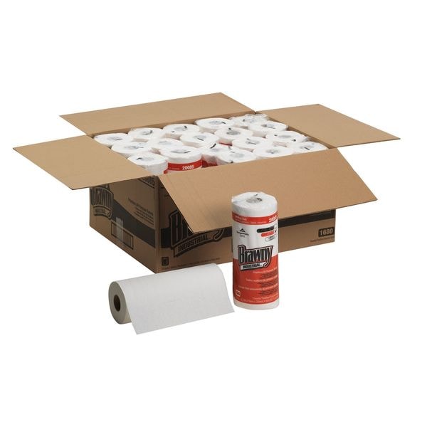 Georgia-Pacific Dry Wipe Roll, Brawny D300, Poly Wrap, 60 ft, Double Recreped (DRC), 9 1/4 in x 11 in, White, 20 Pk - 20085